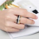 ZINDOV Luxury Brand Women Ring Stainless Steel Rose Gold Black Silver Gold Zirconia Jewelry Men Wedd