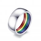 Rainbow Color Jewelry 8MM Stainless Steel for Male with Rainbow Ring Color Gay Ring