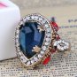 2017 New Luxury Vintage Wedding Rings For Women Red Crystal Color Antique Gold Punk Party Cocktail R