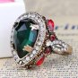 2017 New Luxury Vintage Wedding Rings For Women Red Crystal Color Antique Gold Punk Party Cocktail R