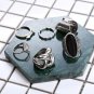 docona 5pcs/Set Fashion High Quality Bohemia Style Rings Set Classic Shape Pattern Crystal Pendant