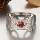 Ethnic Vintage Geometric Statement Large Rings for Women Created Garnet Pink CZ Stone Silver Color B