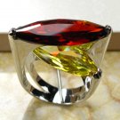 Huge Garnet Yellow Crystal Zircon  925 Sterling Silver Ring Size 6 7 8 9 10 R95