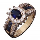 Top Quality Blue Gem Created Blue Crystal Silver Color Wedding Finger Crystal Ring Brand Jewelry Siz