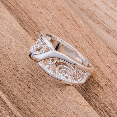 rounded hollow shiny  Wholesale silver plated ring 925 Fashion jewelry Silver Ring MLOFNXAC