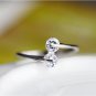 Free shipping! Wholesale rose flower crystal Hollow moon suit tail rings for women High-grade engage