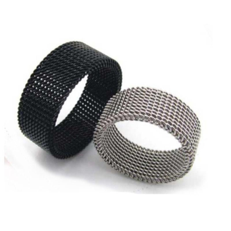 Fashion 1 Pc Men Women High Quality Silver Black Titanium Alloy Reticular Exquisite Steel Rings Jewe
