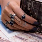 KISS WIFE 5pcs Vintage Ring Sets Antique Alloy Nature Blue Stone Midi finger Rings for Women Steampu