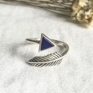 Real 925 Sterling Silver Triangle Feather Rings for Women Adjustable Wedding Ring Fashion sterling-s