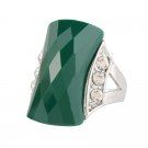 Vintage Look Jewelry StoneRings For Women Tibetan Silver-Plated Alloy Green Ancient Black Ring G uki