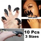 Wholesale 10 Pcs False Nail Claw Paw Talon Finger Ring Black Crystal Gothic New KQS