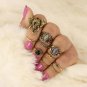 Docona 10pcs/Set Vintage Antique Silver Color Opals Elephant Knuckle Midi Finger Rings Sets for Wome