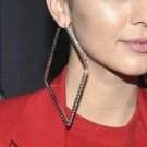 MANILAI Luxury 80mm Square Metal Big Hoop Earrings Statement Jewelry Rhinestones Earrings For Women 