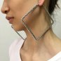 MANILAI Luxury 80mm Square Metal Big Hoop Earrings Statement Jewelry Rhinestones Earrings For Women