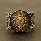 Qiyufang black Heirs of the Sun Dark Souls apllo god bronze silver Woman Man adjustable ring vintage