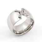 2017 Punk Style Simple Fashion Cross Crystal Ring 12mm Wide High Polishing Rose Gold Wedding Rings f