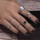 KISS WIFE 2017 Fashion 8PCS /Set Rings Wedding Jewelry Vintage Carved Flower Water Drops Opal Shell 
