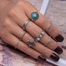 KISS WIFE 2017 8PCS/Set Bohemia Vintage Leaf Jewelry Unique Carving Tibetan Ring for Woman Punk Boho