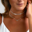 KISS WIFE 2017 Fashion Dainty Sequins Choker Little Charm Pendant Two Layers Choker Necklace for Wom