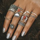 Bohemian Style 14pcs/Pck Vintage Anti Silver Color Rings Sun Moon Lucky Rings Set for Women Party Fr