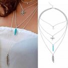 star feather pendant necklace Multilayer necklace long necklace Necklaces jewelry