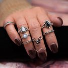 KISS WIFE ring 8PC / set. Rings festivals Retro carved deer deer head pattern charm opal ring female