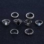 KISS WIFE ring 8PC / set. Rings festivals Retro carved deer deer head pattern charm opal ring female