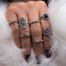 KISS WIFE 2017 New 7pcs / Set Rings Wedding Jewelry Vintage Black Resin Fatima Hand Hollow Flower Bo