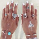 KISS WIFE 8pcs /Pack Boho Retro Elephant Snake Blue Rings Lucky Stackable Midi Rings Set of Rings fo