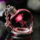 Fashion Colorful Fairy Rose Flower Pattern Love Shape Crystal Rhinestone LED Light keychain Lover Ke