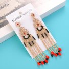 Vintage Ethnic Earring Pierced Flower Long Tassels Wedding Dangle Earrings For Women Statement jewel