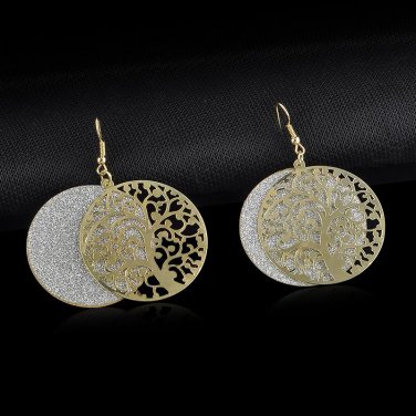 Retro Bohemian Elegant Ellipse Tree Big Long Dangle Earrings Fashion Jewelry Accessories Women State