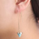 Women Vintage Fashion blue stone Pendant Long Earring Bohemian Boho Style Dangle Earrings Alloy Earr