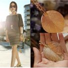 Women Lady Fashion Elegant Lucky Golden Big Leaf Pendant Necklace 70CM Long Sweater Chain Jewelry