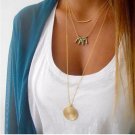 Yanqueens Fashion metal bar Wafer Beads Pendant 3 Layers Chain Necklace Chunky Women statement Choke