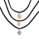 3 Pcs\\Sets Punk Black Velvet Stripe blue stone Chokers Necklaces Alloy Cute Pendants Necklaces Sets