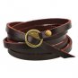 Punk Brown Leather Muti-layers Men Letters Charm Barcelet  Wrap Wristband Cuff Bracelet for Men  Fre