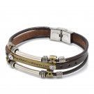 2016 New Fashion Charm Retro Hand Made Plating Silver Bracelet Multi-layer Leather Pulseiras Men Jew