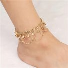Fashion Women Girl Gold Beach Bead Chain Anklet Ankle Bracelet Foot Chain Bells Pendant Tassel Ankle