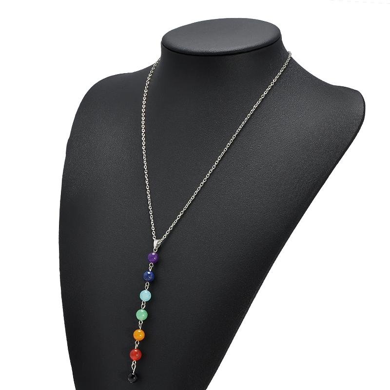 Fashion Colorful Beads Chain Pendant Necklace Gold Color Pick Chain Choker Necklace Women Jewelry Fr