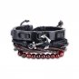 GAGAFEEL Wrap Leather Bracelet For Men Male Woven Handmade Bangle Anchor Bead Rope Chain Lace Up Des