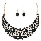 Jewelry Women Gold Plated Diamond Jewelry Set Party Necklace Earrings Set BK