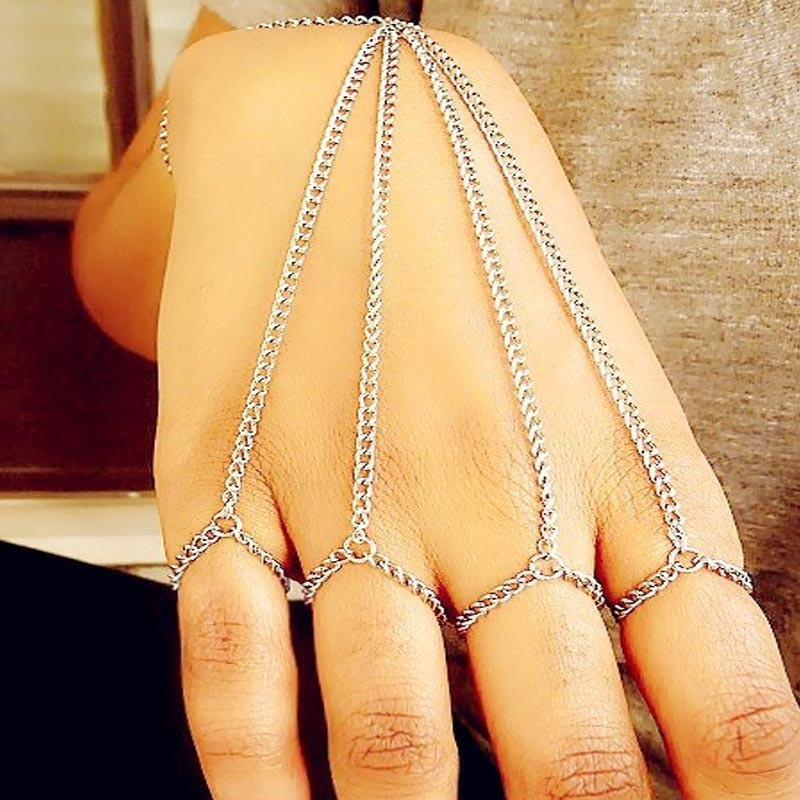 Retro Classic Tassel Bracelet Finger Ring Bangle Slave Chain Jewelry