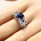 Silver Natural Ruby Gemstones Birthstone Bride Wedding Engagement Heart Ring