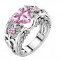 Silver Natural Ruby Gemstones Birthstone Bride Wedding Engagement Heart Ring