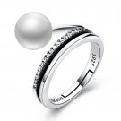 925 Sterling Silver Ring Pearl series retro zirconium adjustable ring SVR 205