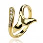 925 Sterling Silver Mermaid Tail Open Rings For Women Gold Color Adjustable Wedding Ring with Cubic