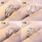 LNRRABC Adjustable Women Men Rings Silver Color Opening Couple Rhinstones Crown Wedding Ring Fashion