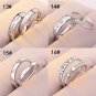 LNRRABC Adjustable Women Men Rings Silver Color Opening Couple Rhinstones Crown Wedding Ring Fashion