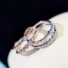 Double layer white/rose ring women bijoux adjustable fashion jewelry wholesale Micro pave gift